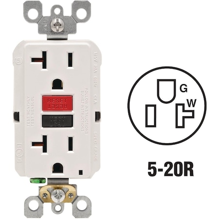 Leviton SmartlockPro Self-Test 20A White Commercial Grade 5-20R GFCI Outlet R12-GFNT2-0RW